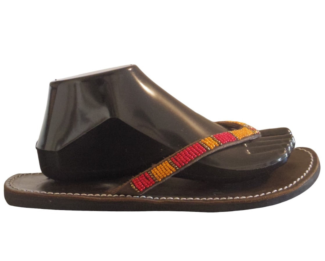 Sandale africaine perlée en cuir - WEWAK