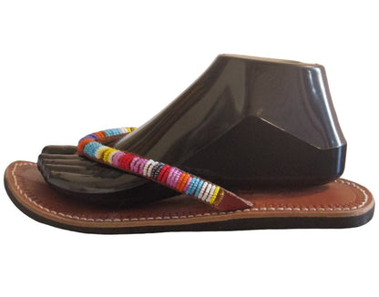 Sandale africaine perlée en cuir - WEWAK