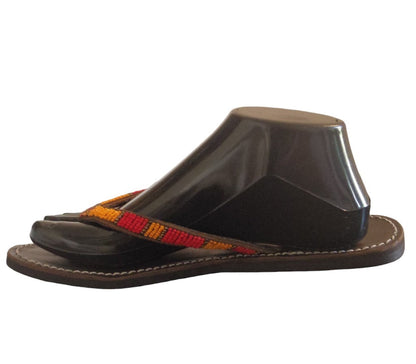 Sandale africaine perlée en cuir - WEWAK